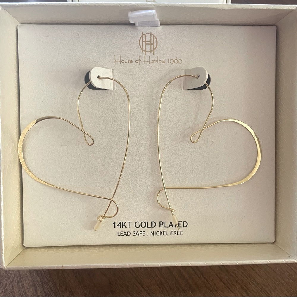 House of Harlow 1960 Gold Heart Earrings